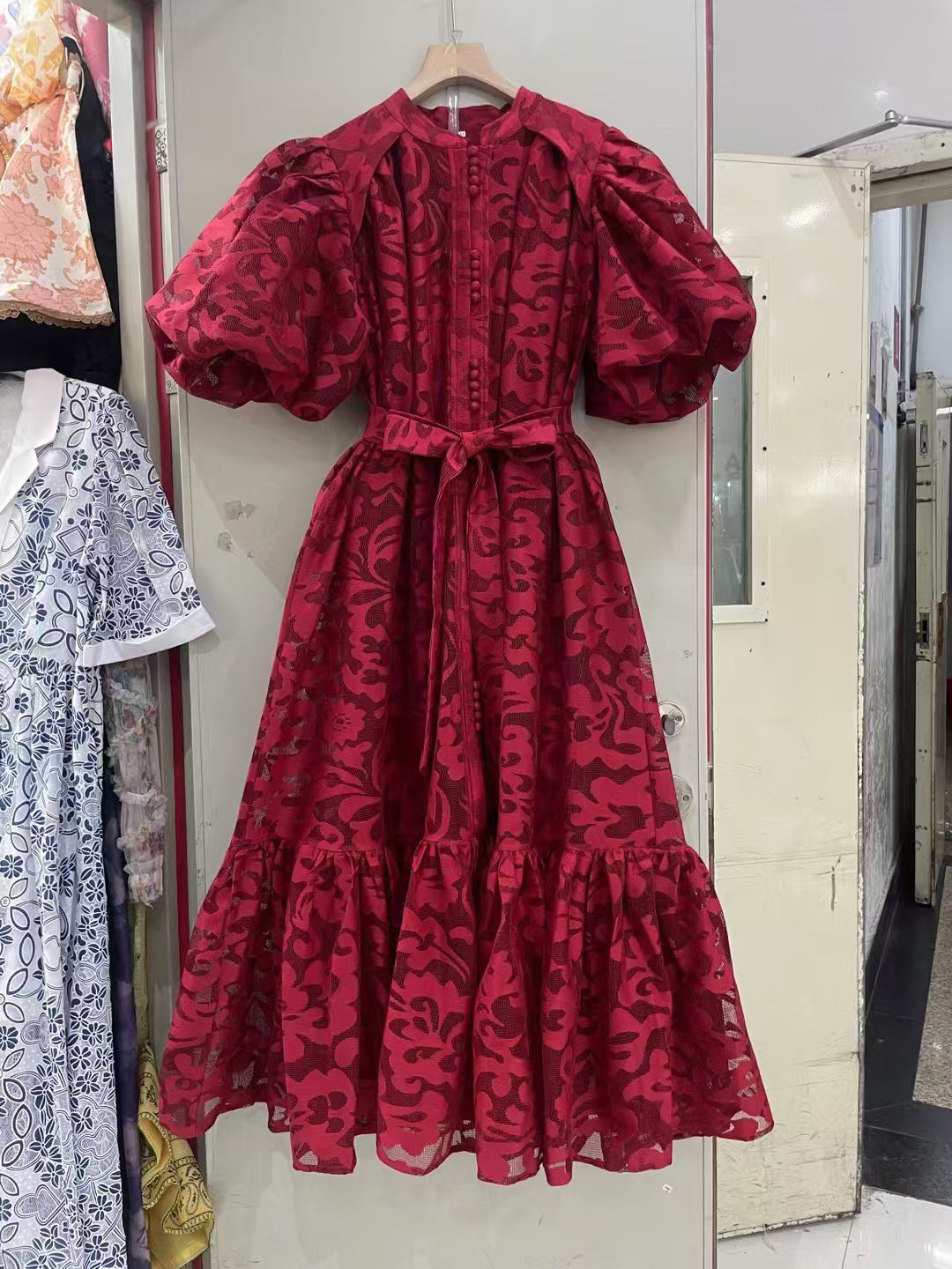 Round Neck Puff Sleeve Vintage dress