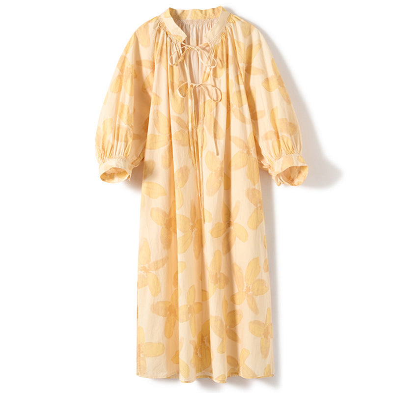 Robe imprimée à lacets pour femme