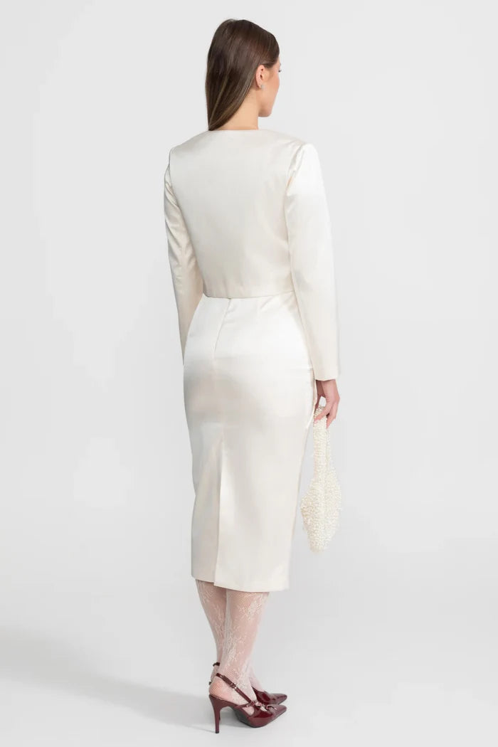 Taffeta Top with 3D Floral Appliqué - Ivoire