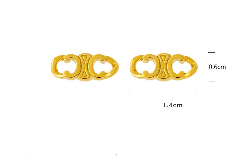 CELINE French Triumphal Arch Pattern Twist Stud Earrings