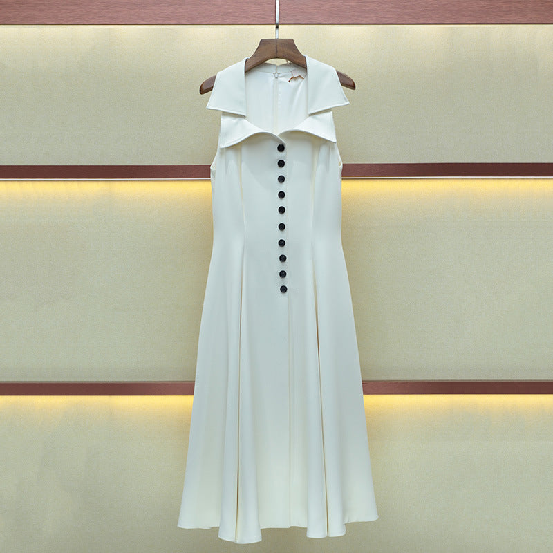 Sleeveless Single-breasted Jacquard High Waisted