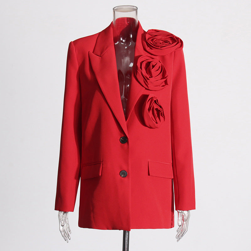 OUT OF STOCK -Rose stitching women blazer