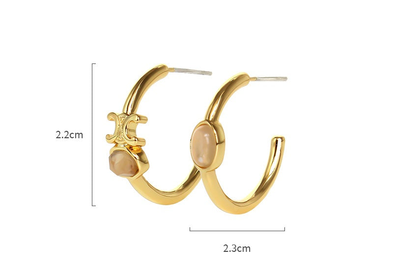 CELINE triumphal arch C-shaped  stud earrings