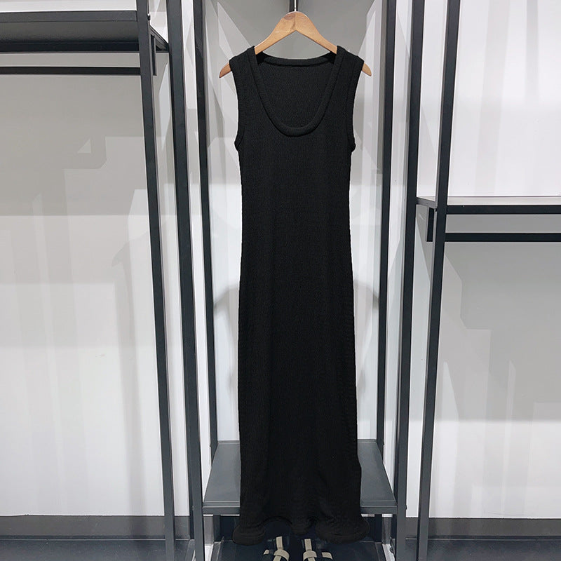 Slim U Neck Hem Curved Dress