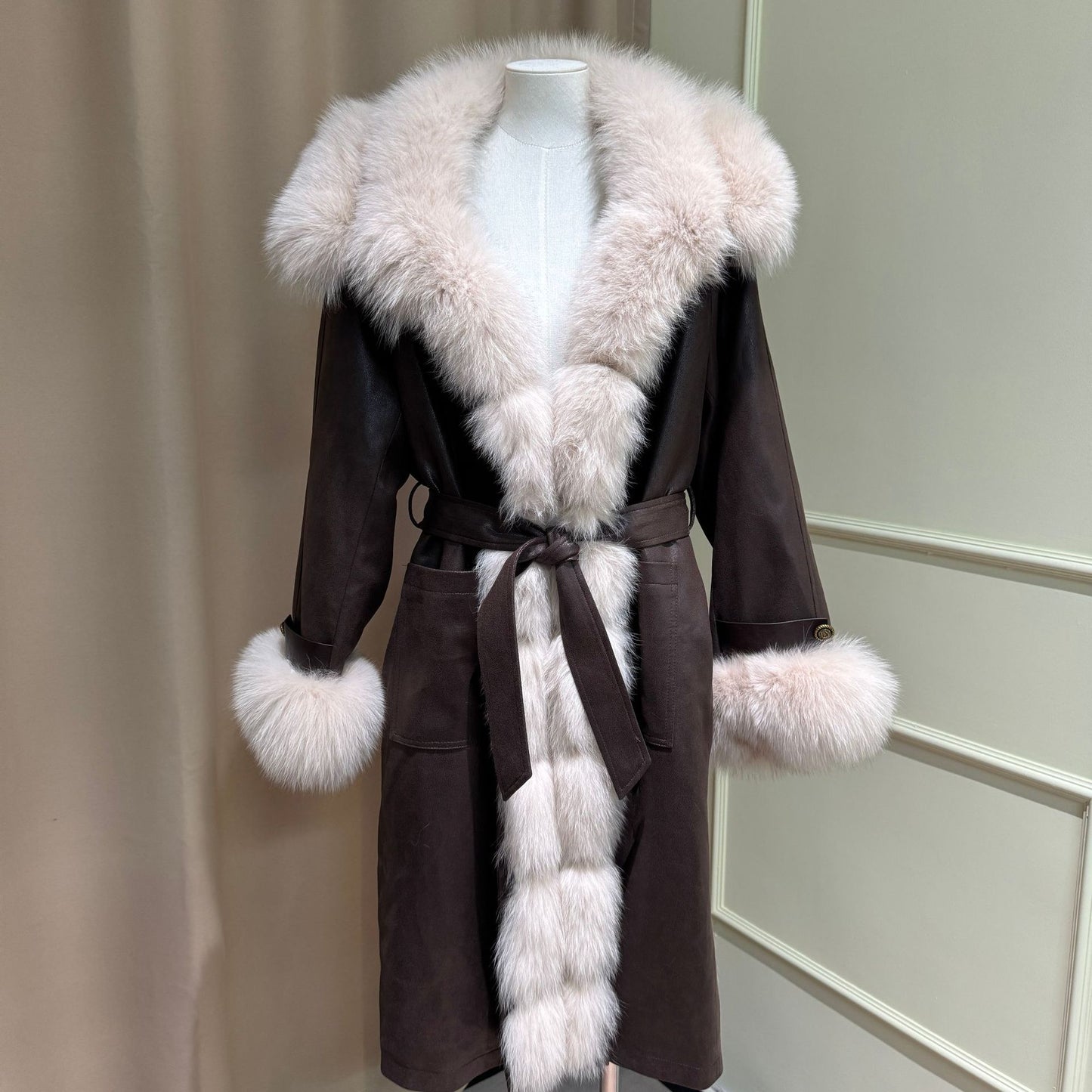 Goose down jacket fox fur coat
