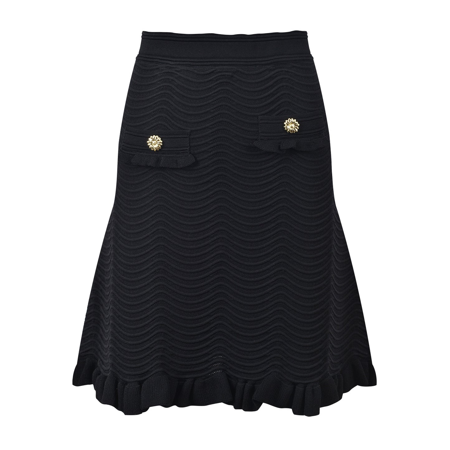 Polo neck black knitted vest vest + skirt age reduction suit