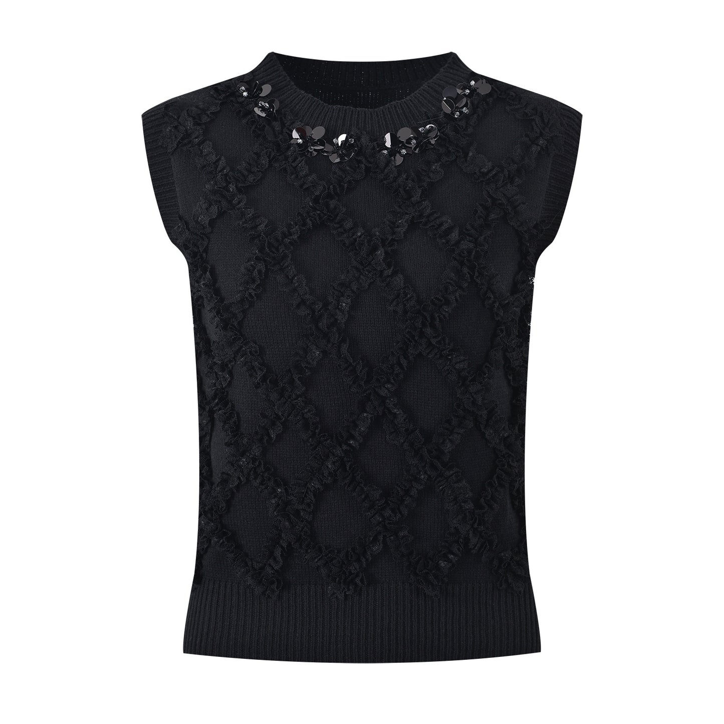 Ärmelloses gestrickt ober 2024 Sommer süßer Pendler Rherbischer runder Nacken weiße Weste