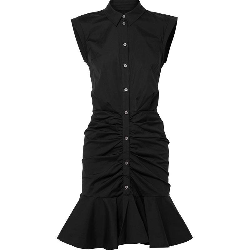 Cotton single-breasted slim dress