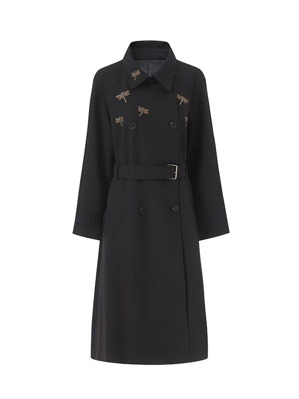 Tie-Waist Oversized Long Coat Trench Coat