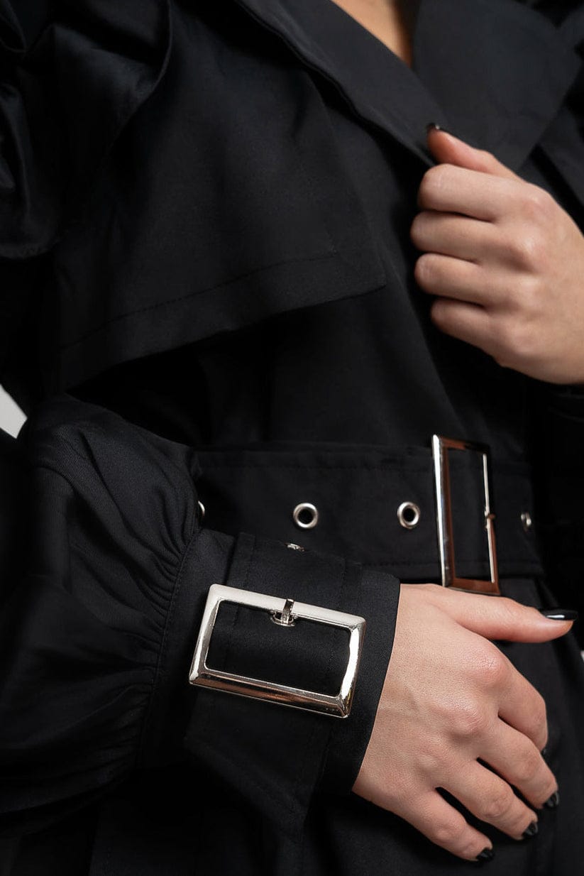 Zaidi Rachida Ruffled Trench Black