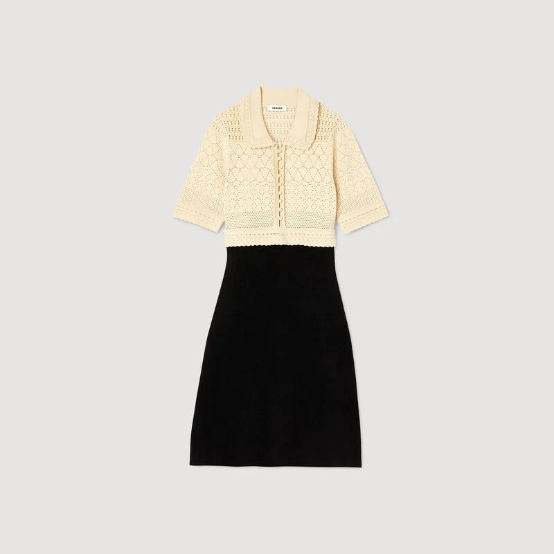 ROBE COURTE EN MAILLE BICOLORE