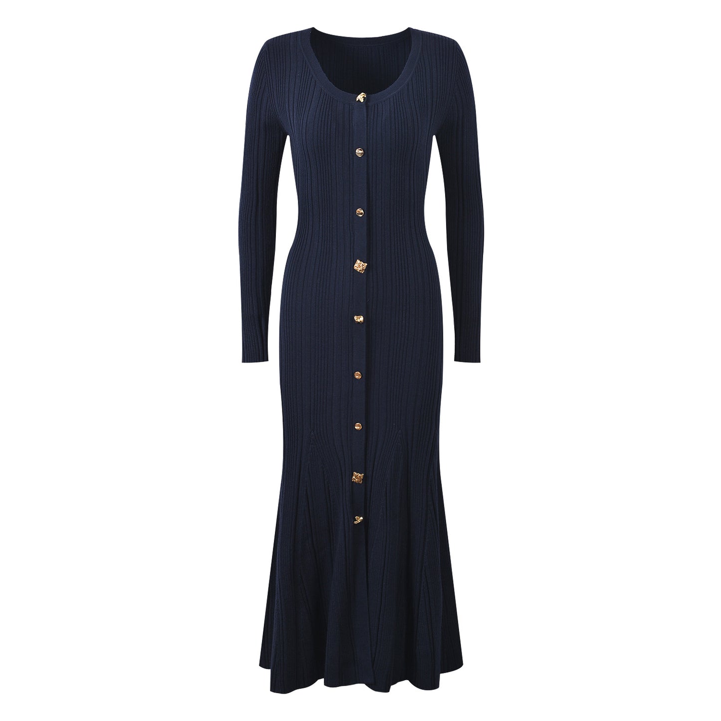 Einreißiges schlankes Strickkleid