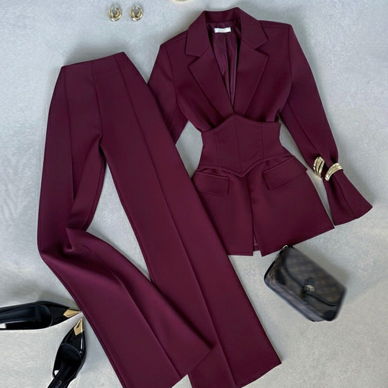High-waisted trousers casual suit