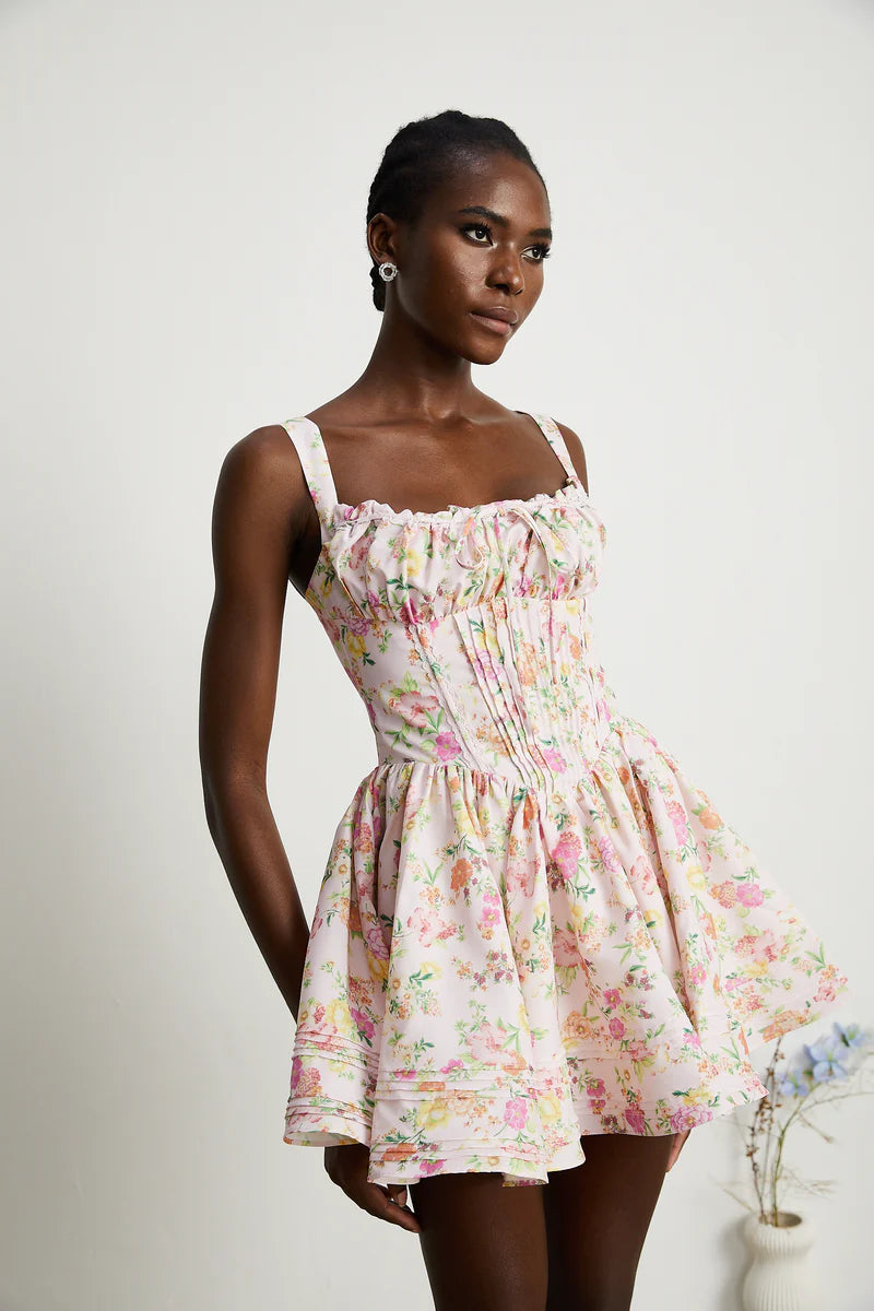 Kara Mini robe en coton à imprimé floral