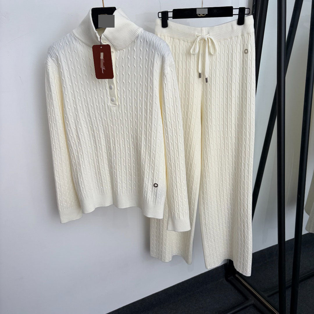 waist pants cable stitch suit
