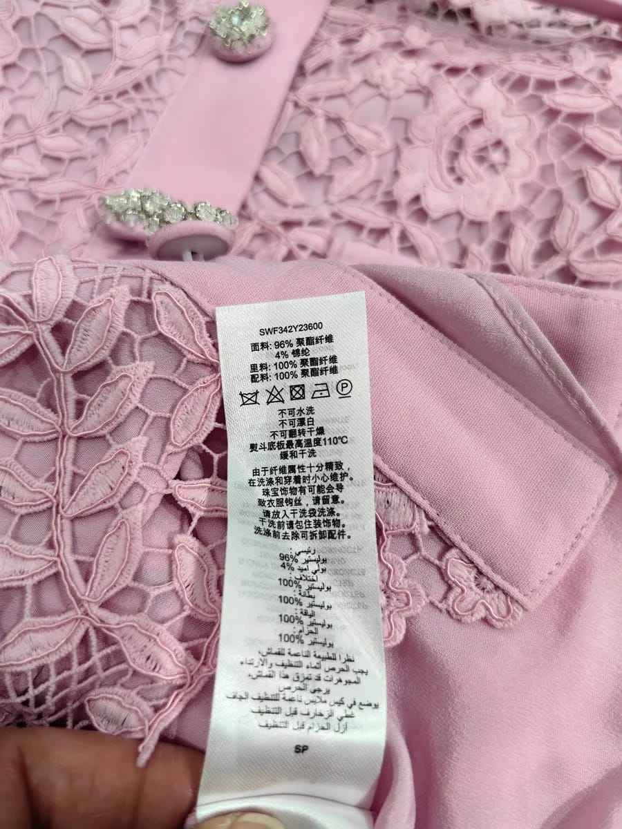 Selbstporträt rosa Rosespitzen Mini-Kleid mit Hälften von Kleid für Frauen geheilt