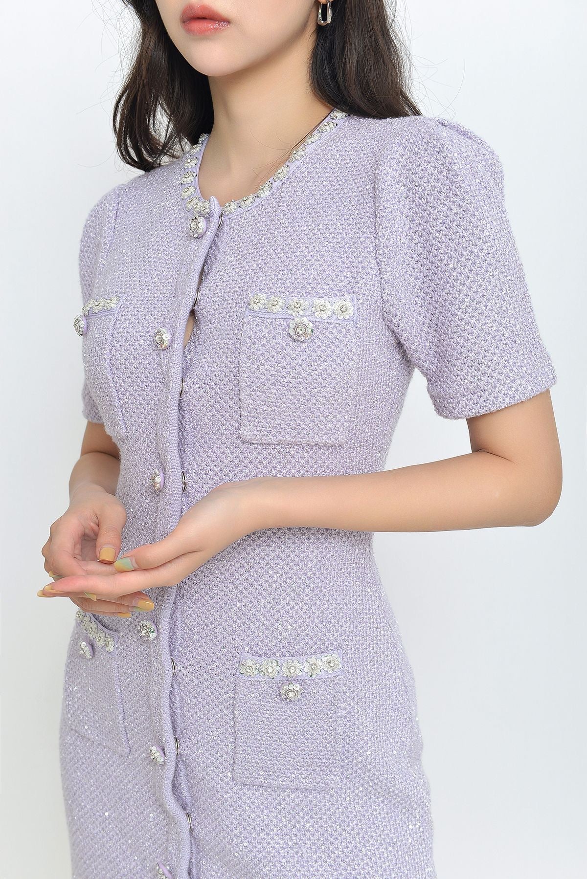 SELF-PORTRAIT

Sequin-Embellished Knitted Mini Dress