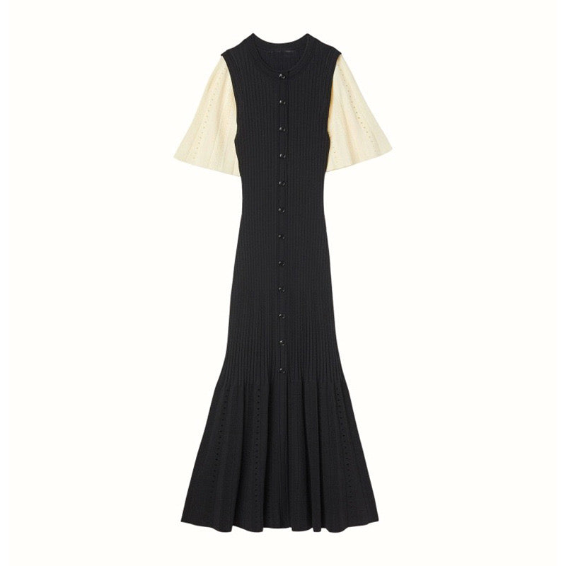 Sandro Mid Long two tone Tricot dress