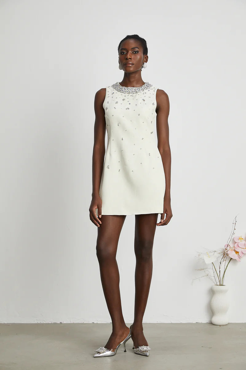 Cécile Mini-robe ornée de cristal en cristal