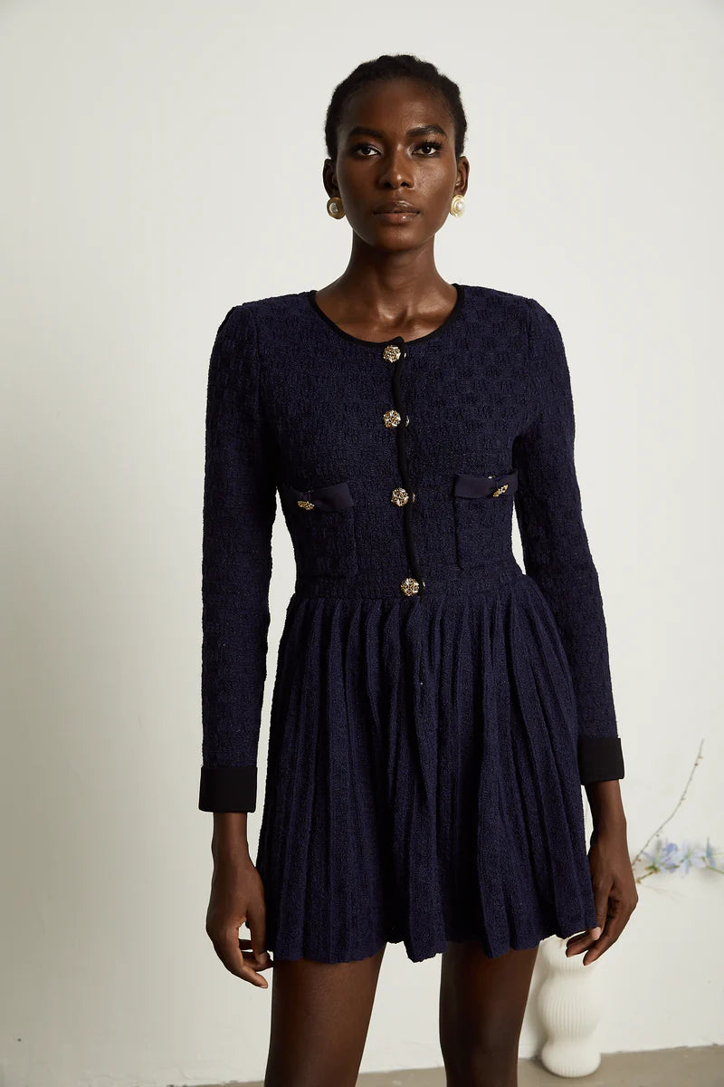 Cloé Knited Pleeded Mini Robe