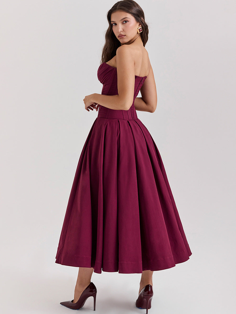 Backless herringbone corset dress