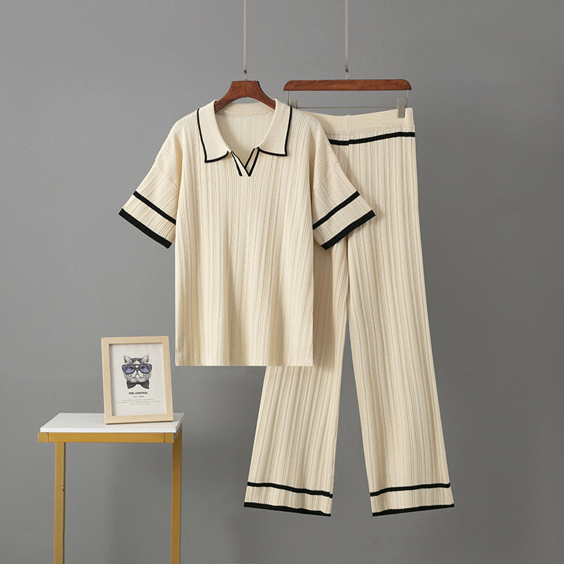 Polo collar knitted suit