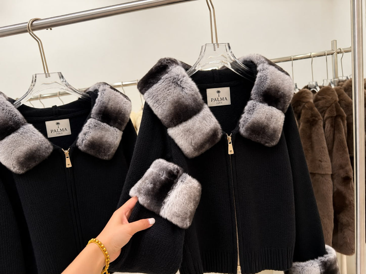 Élise Fur Collar Jacket – Black