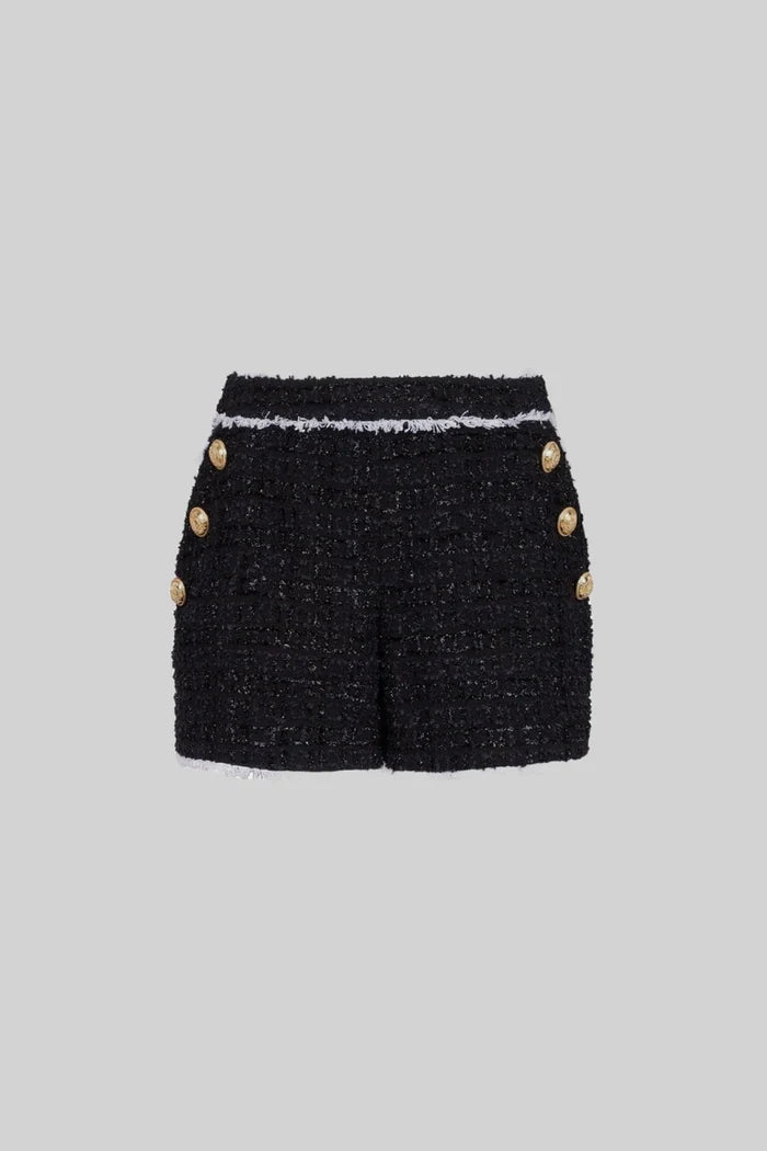 TWEED SHORTS WITH GOLD BUTTONS - BLACK