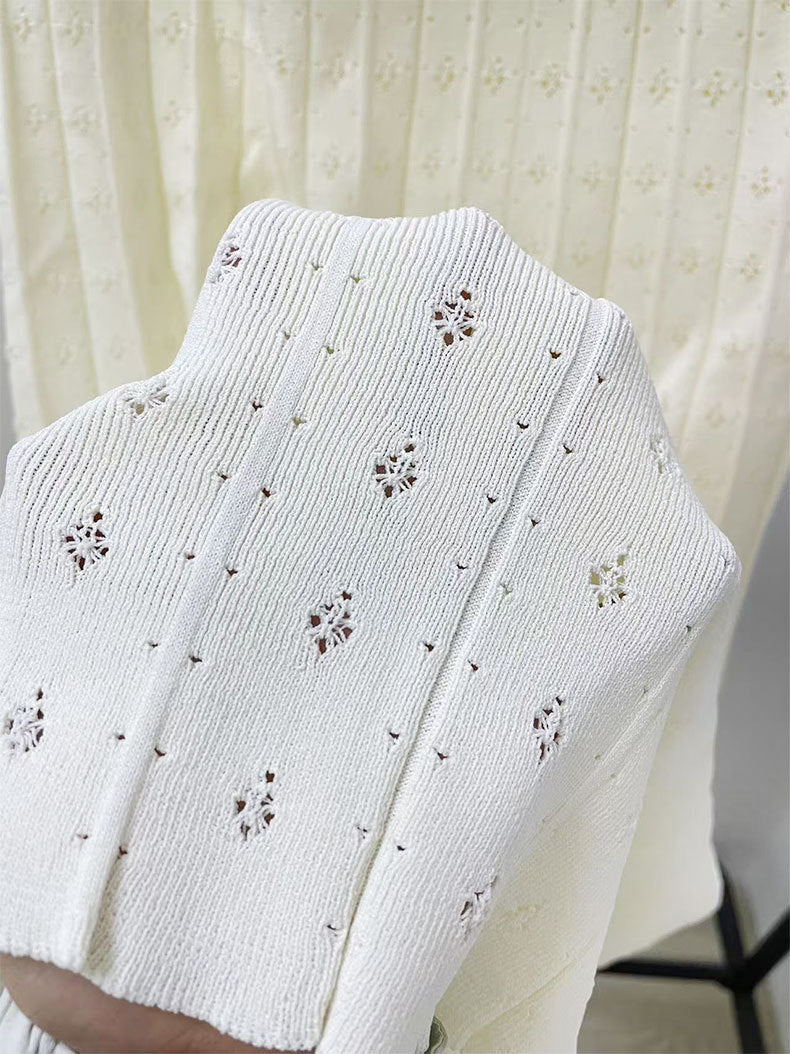 Pearl trimmed knit jacket + sleeveless long dress