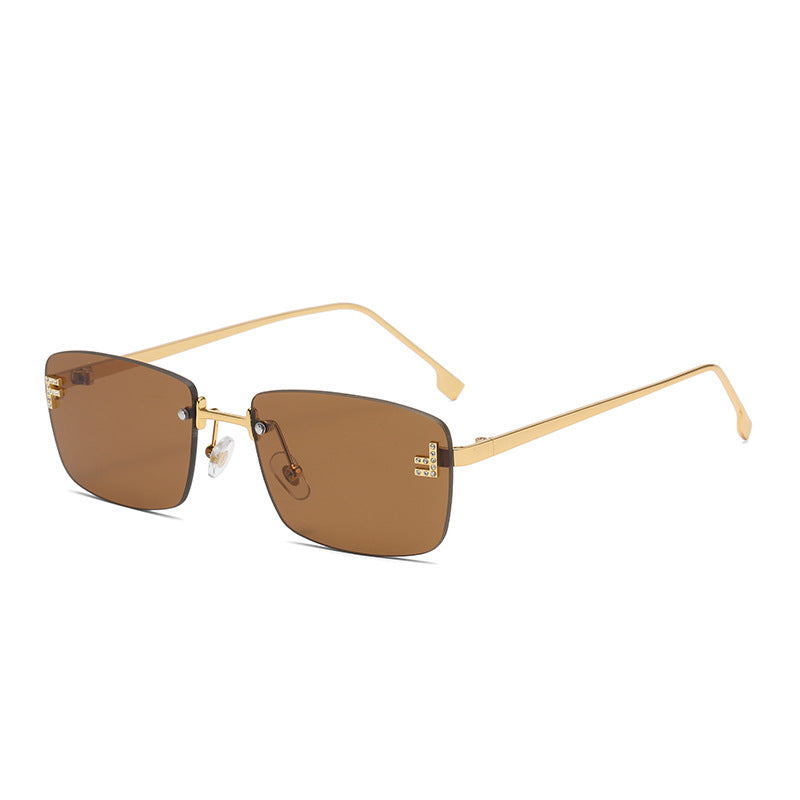 Diamond-Encrusted Square Frameless Sunglasses