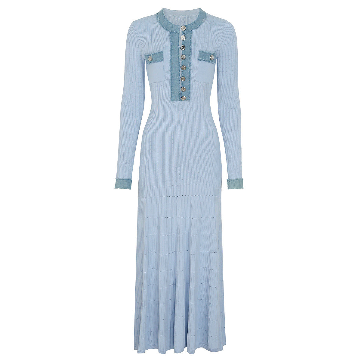 Denim Trim Knit Dress