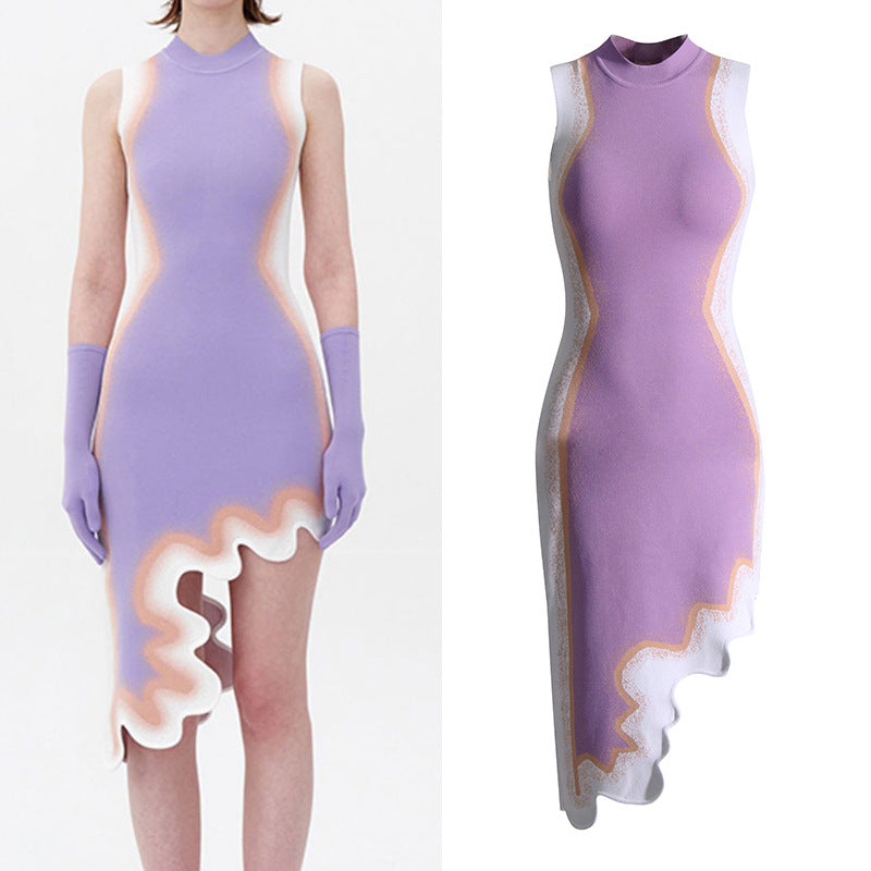 Robe moulante à imprimé ourlet pour femme