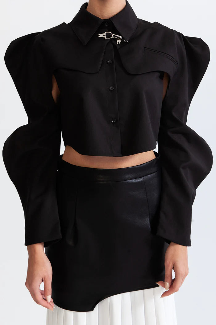 LONG SLEEVE BUTTERFLY SHIRT - BLACK