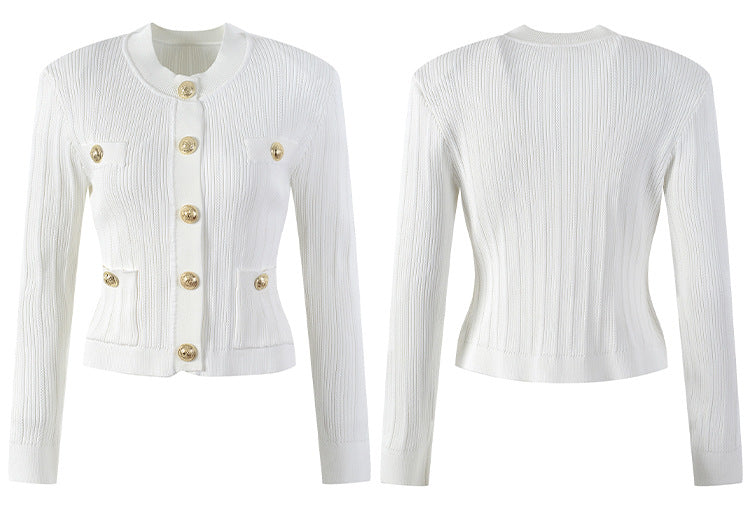 Runde Hals -Metallschnalle Langarmeset