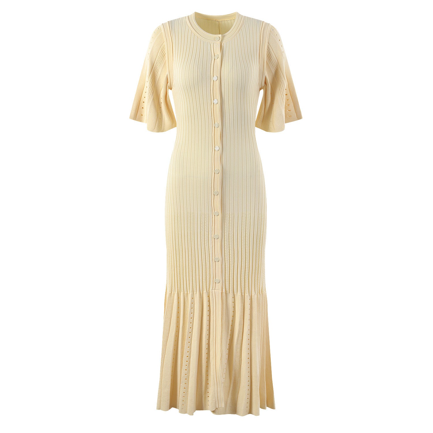 Sandro Fine-knit midi dress with openwork design yellow – PALMA PARIS