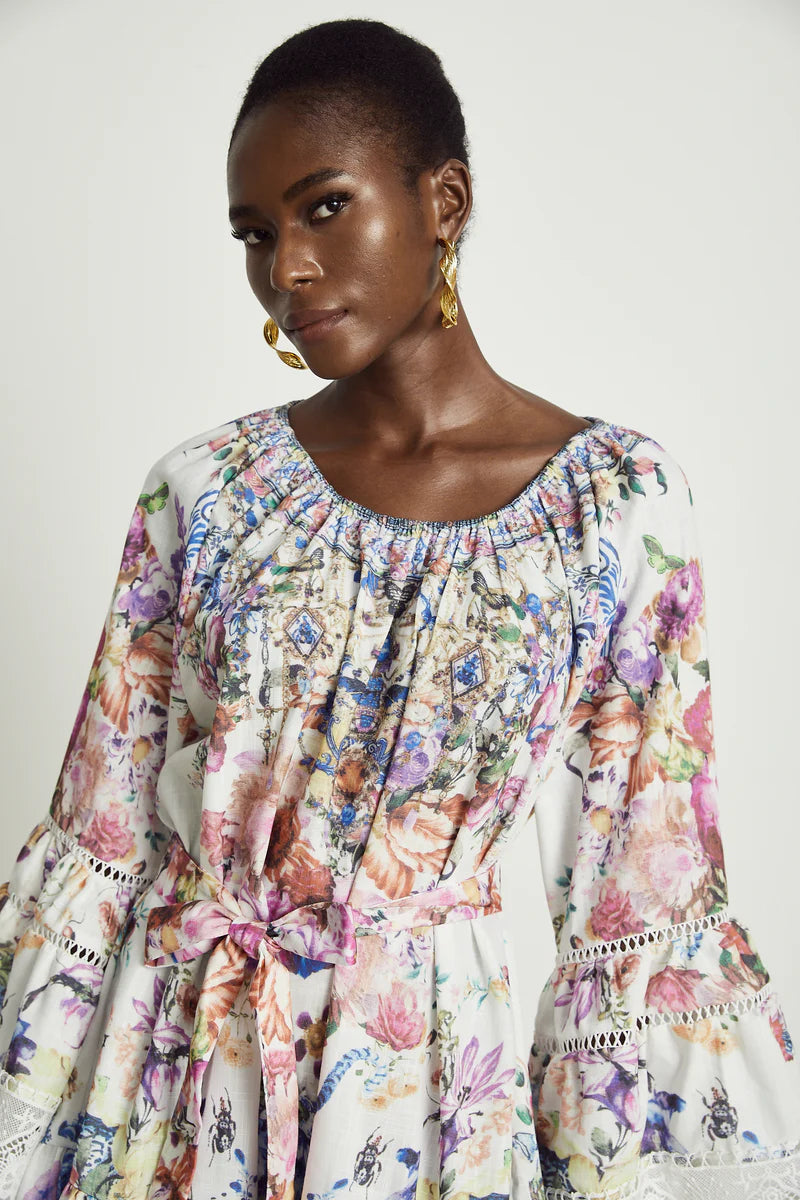 Bérénice en dentelle à imprimé floral mini robe
