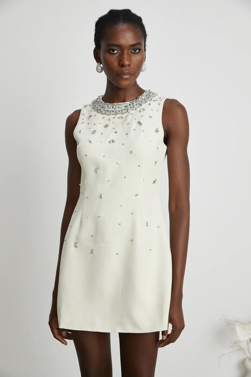 Cécile Mini-robe ornée de cristal en cristal