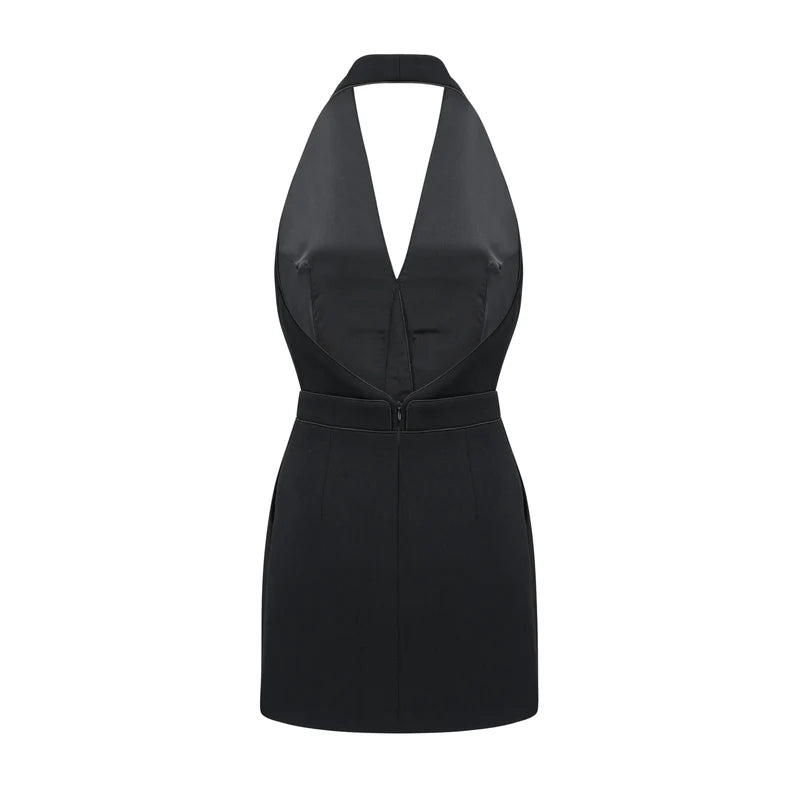 Jaques Halterneck Black Mini Robe