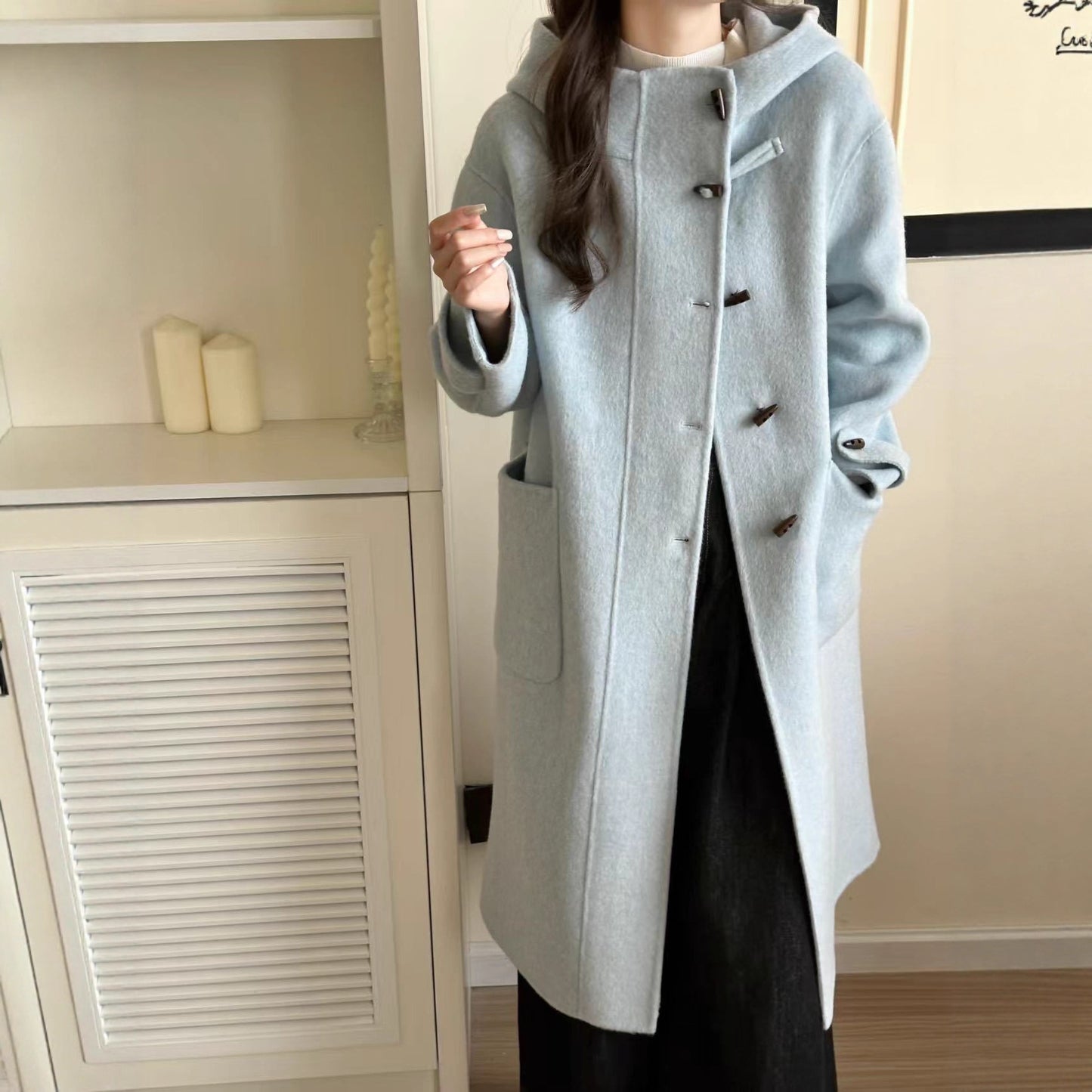 Reversible cashmere long coat