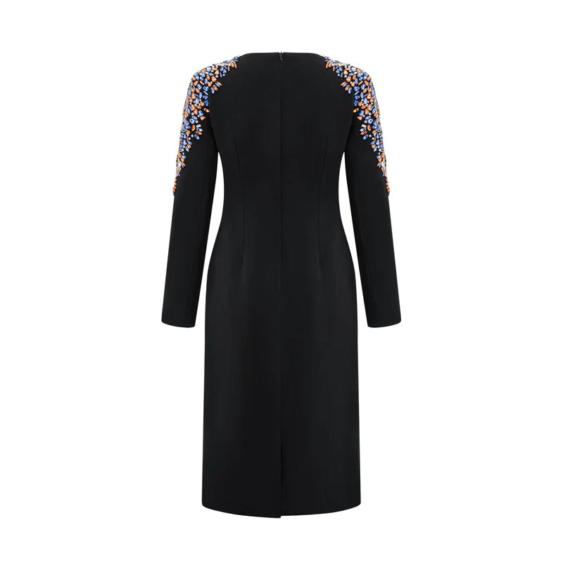 Maëlys black crystal-embellished midi dress
