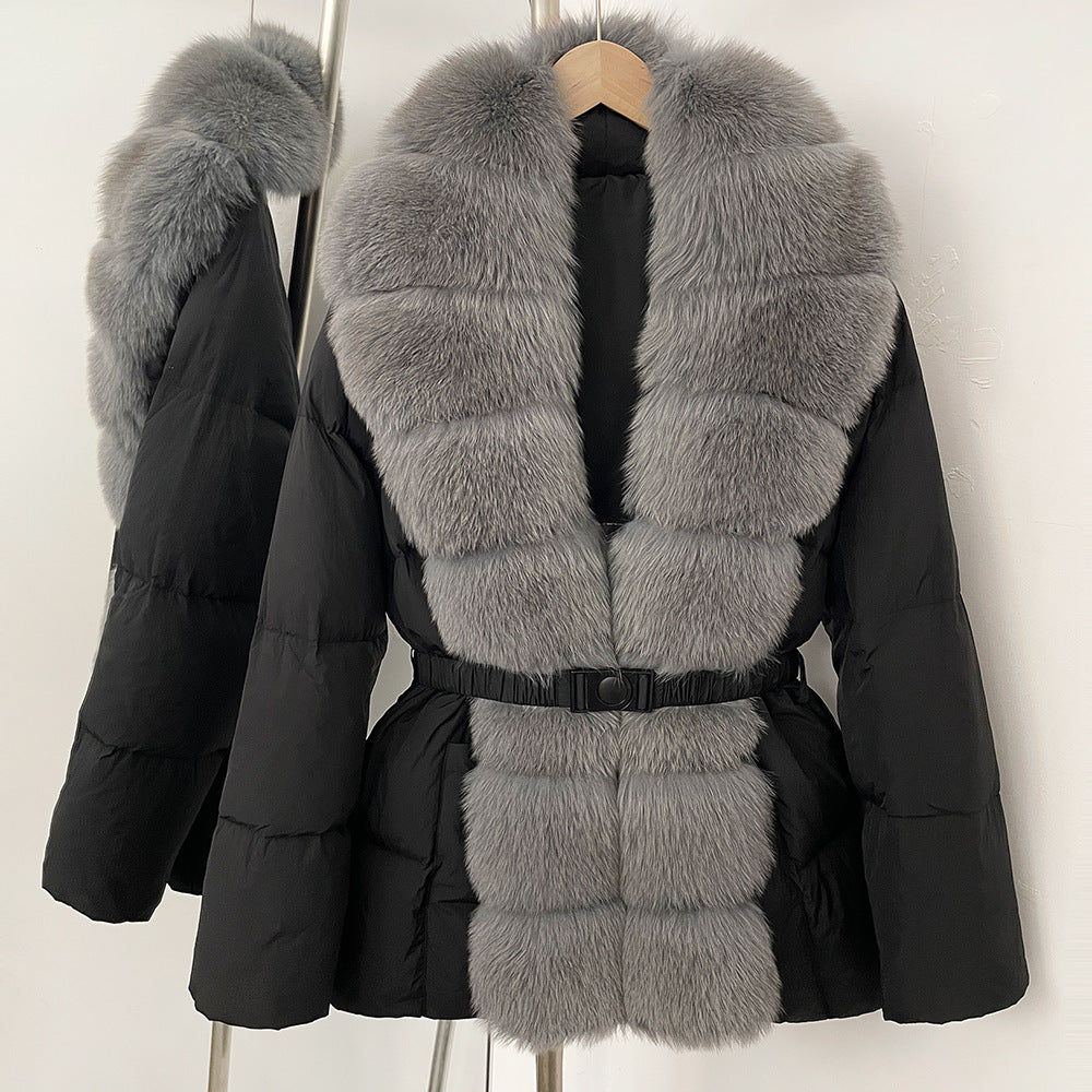 Fur collar slimming down jacket