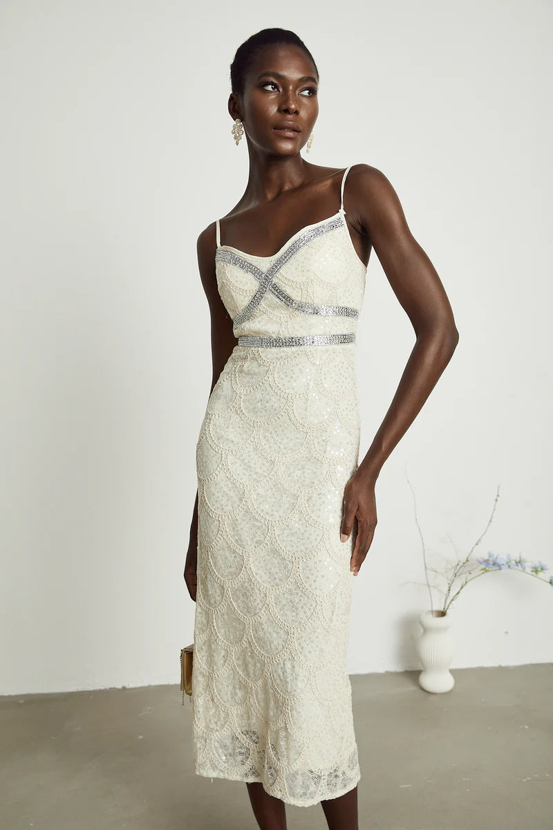Robe midi embelli nalini