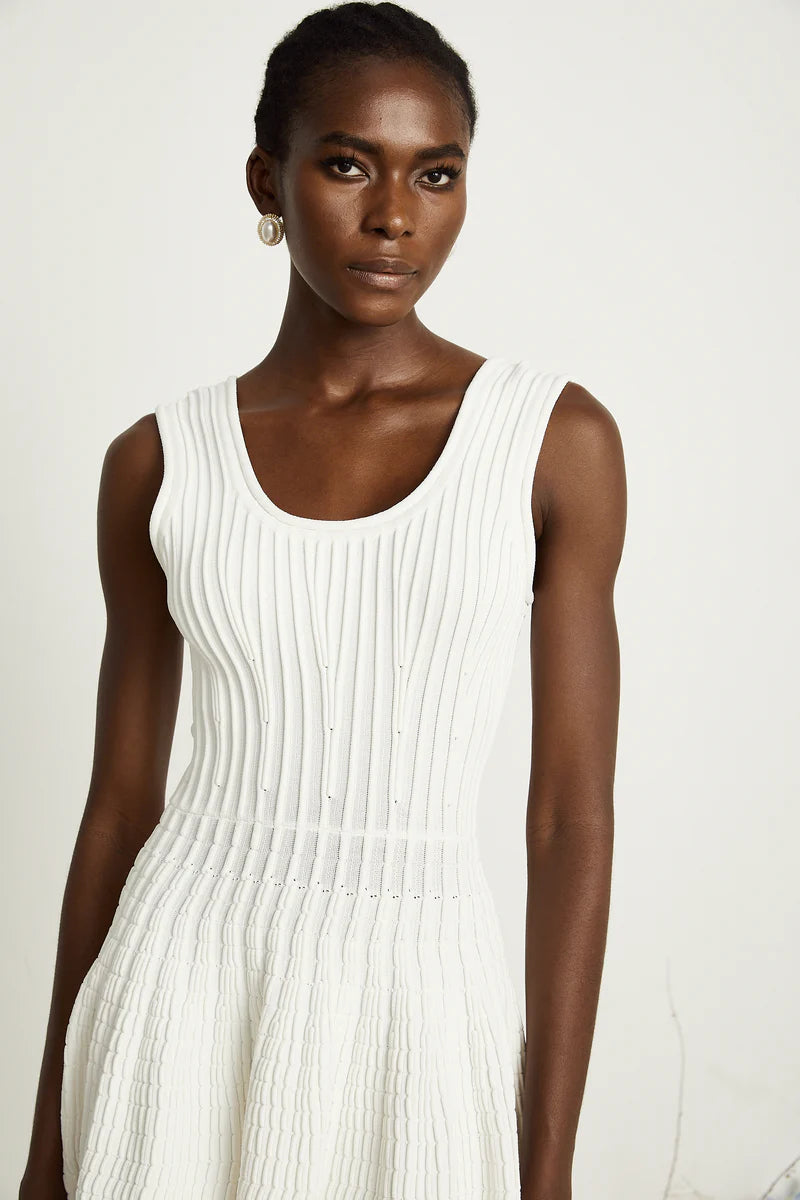 Constance White Tricoted plied Mini Robe