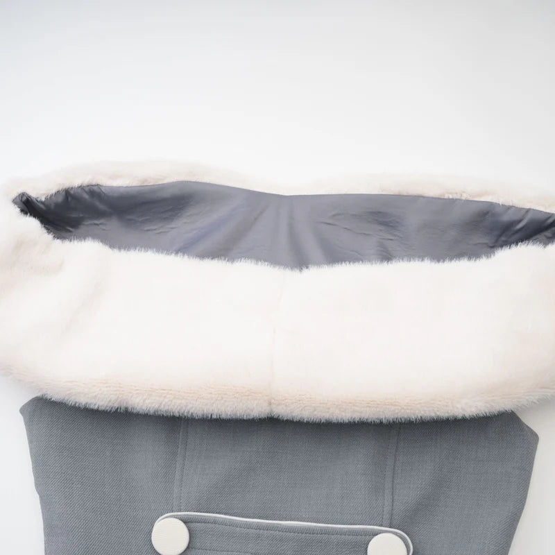 Lina Gray Faux-Fur Mini Robe