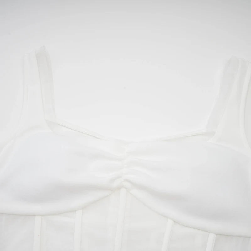 Alexandra white mesh midi dress