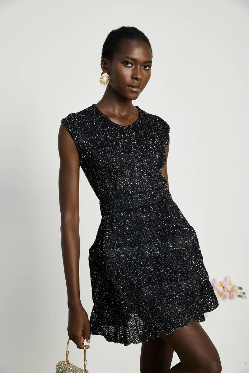 Cordelia Mini robe à titres ornées de paillettes