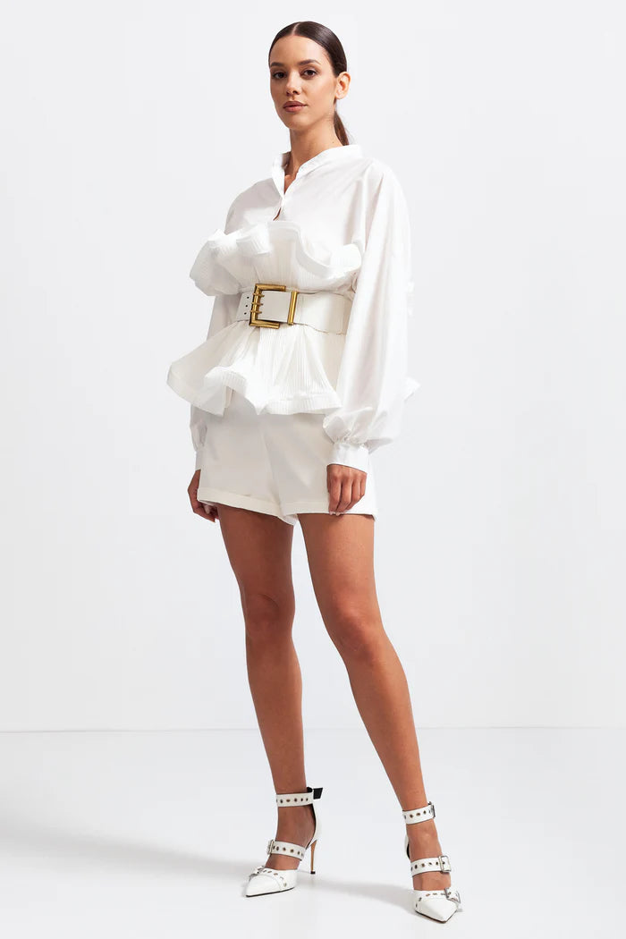 Ruffle Shirt with Massive Belt