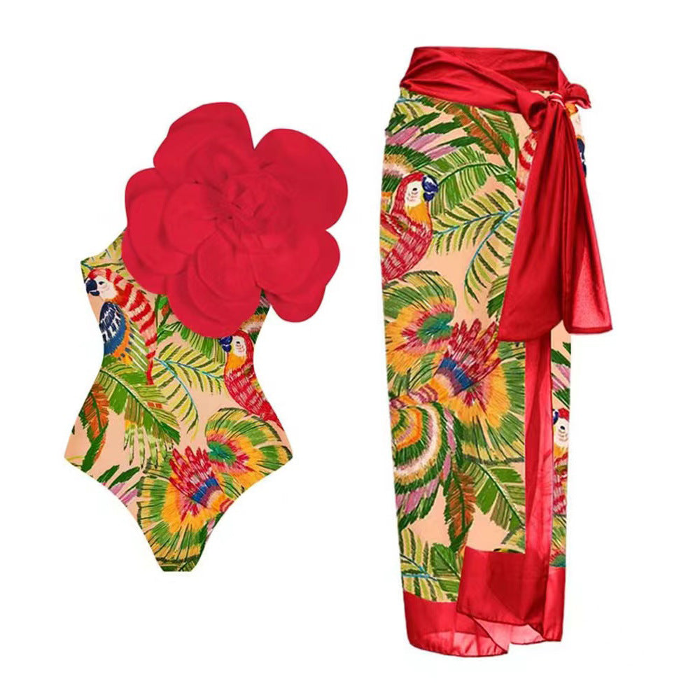 Large FLOWER Design swimsuit