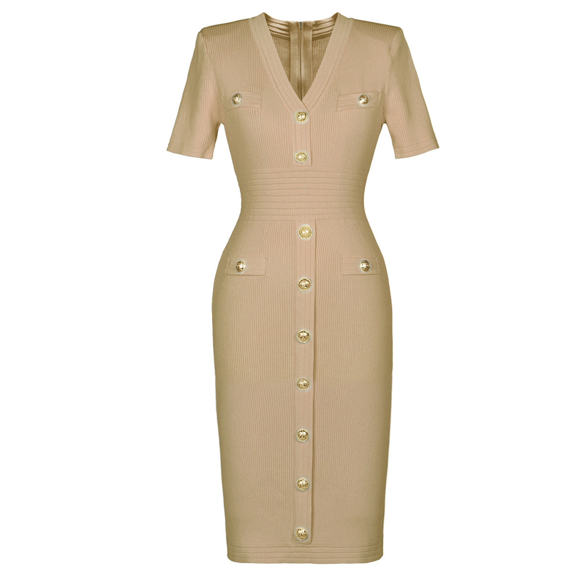 V-Neck  Slim Short Sleeve Dress