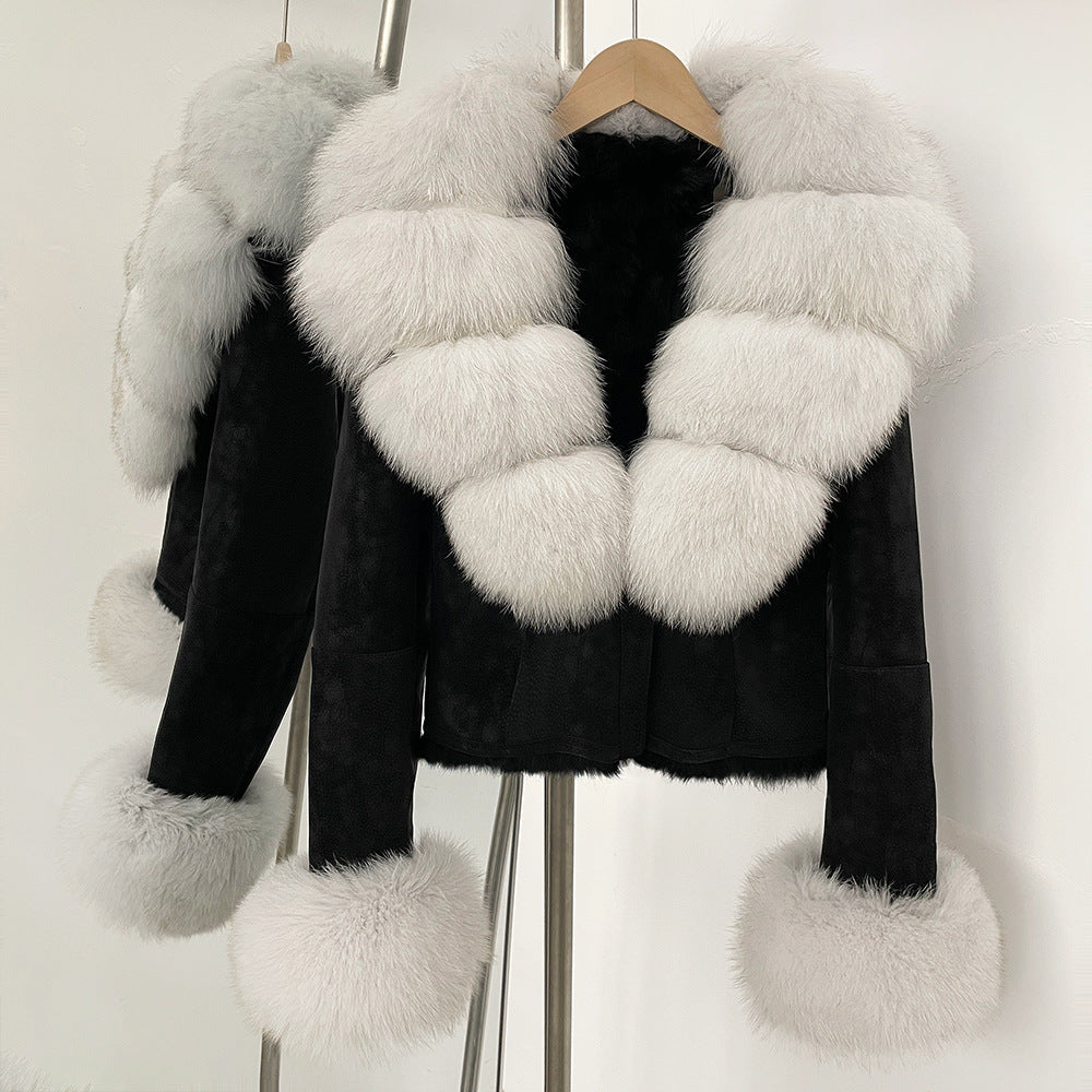 suede fur coat women's fashion slimming jacket